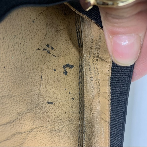 Tory Burch Black TLC Sedgewick Leather Flats W/ Gold Bow Detailing Size 9M - Picture 7 of 16